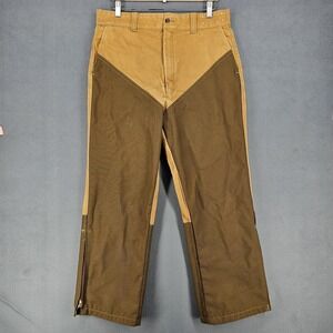 Duxbak Pants Mens 34x32 Brown Canvas Hunting Field Ankle Zip Upland Workwear